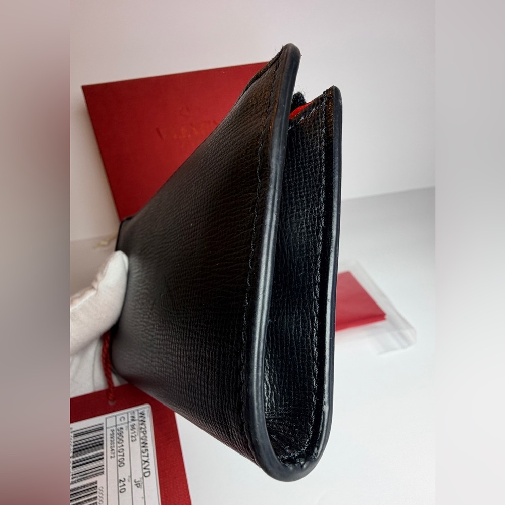 Valentino Garavani Rockstud Zipper Coin Purse Cardholder Grainy Calfskin Leather - Picture 9 of 12